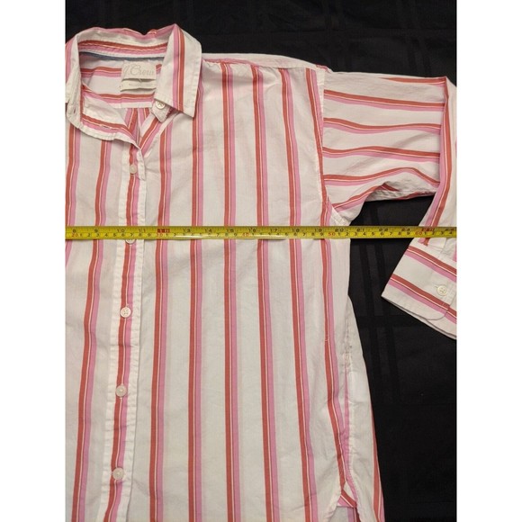 Womens J. Crew Relaxed Fit Pink Striped Button Down Shirt Size 2 Long Sleeve - Picture 4 of 8